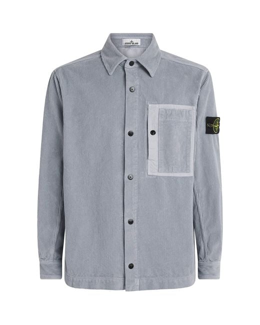 Stone Island Blue Organic Corduroy Overshirt for men