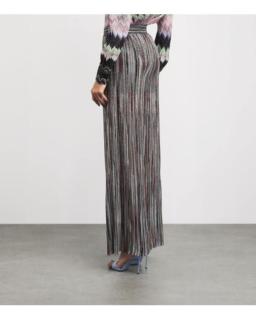 Missoni Gray Knitted Sequin Stripe Trousers
