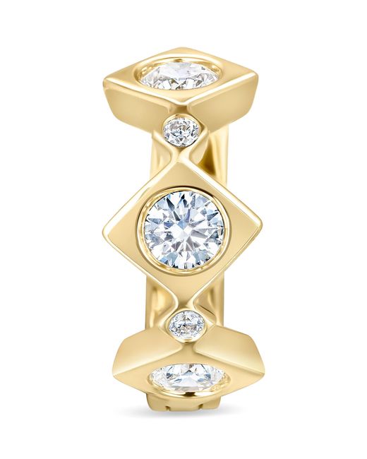 David Morris Metallic And Diamond Triolette Square Single Hoop Earring