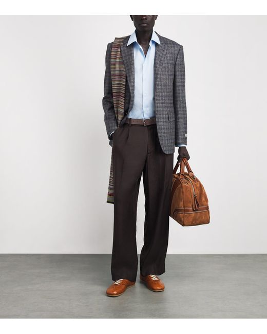 Paul Smith Brown Leather Signature Stripe Stitch Belt for men