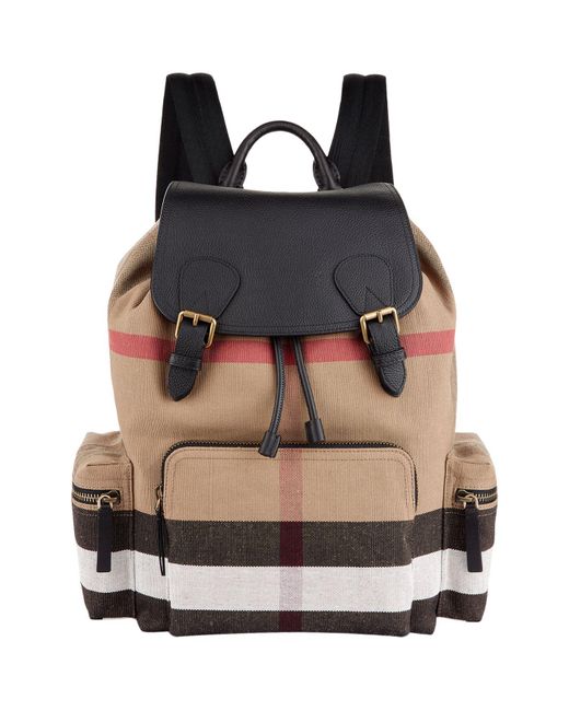 Burberry Check Cotton Canvas and Leather Backpack Large Birch Brown in  Canvas/Leather with Silver-tone - US