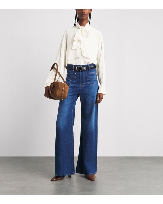 Veronica Beard White Scarf-Neck Darlis Blouse