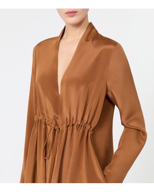 Max Mara Brown Silk Midi Dress