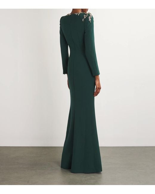 Jenny Packham Green Embellished Angel Eyes Gown