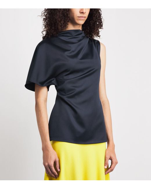 Roksanda Blue Satin Nomi One-Shoulder Blouse