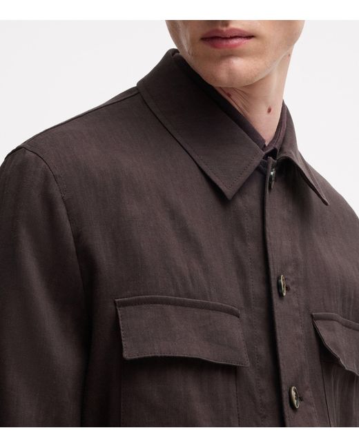 Boss Black Linen-Virgin Wool Overshirt for men