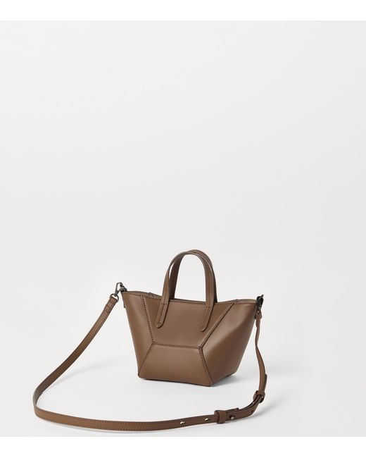 Brunello Cucinelli Brown Mini Calfskin Bc Duo Tote Bag