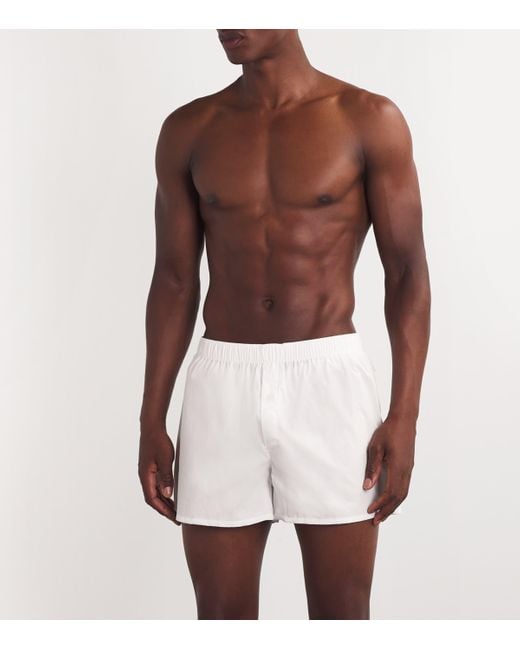 Hanro White Woven Plain Boxer Shorts for men