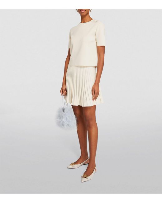 Yves Salomon Natural Pleated A-line Mini Skirt