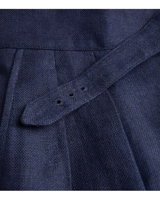 Ralph Lauren Purple Label Blue Linen Byron Tailored Trousers for men