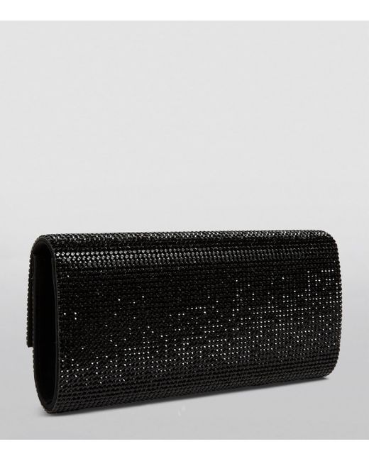Judith Leiber Black Satin Crystal-Embellished Perry Clutch Bag