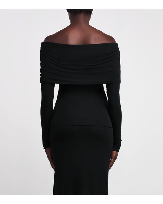 Skims Black Sheer Modal Off-The-Shoulder Top