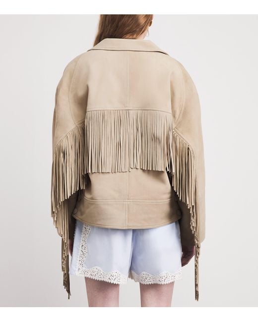Sandro Natural Suede Fringed Jacket