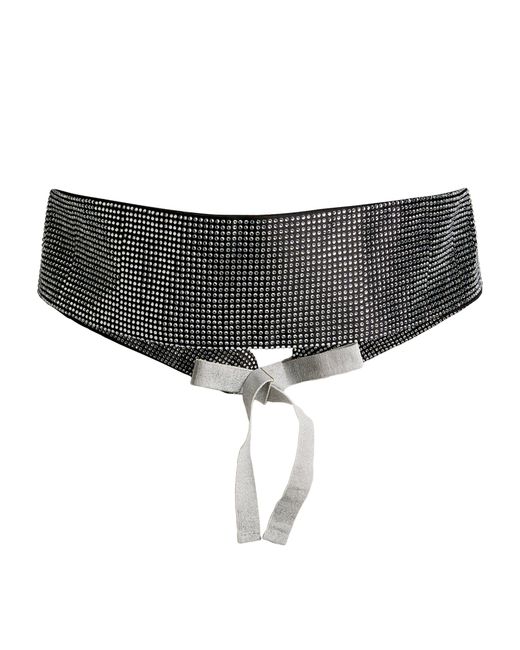 MAX&Co. Black Crystal-embellished Satin Belt