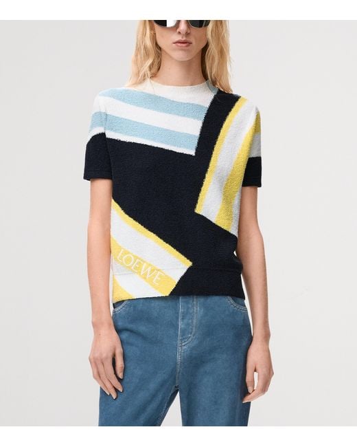 Loewe Blue Geometric Short-Sleeve Sweater