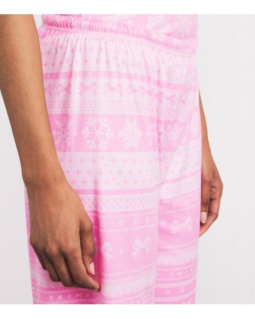 Skims Pink Pointelle Plush Pyjama Trousers