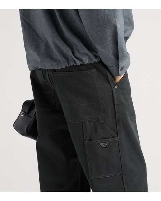 Prada Black Cotton Straight-Leg Triangle Jeans for men