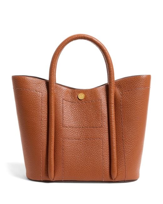 Harrods Brown Grab Leather Rope Tote Bag