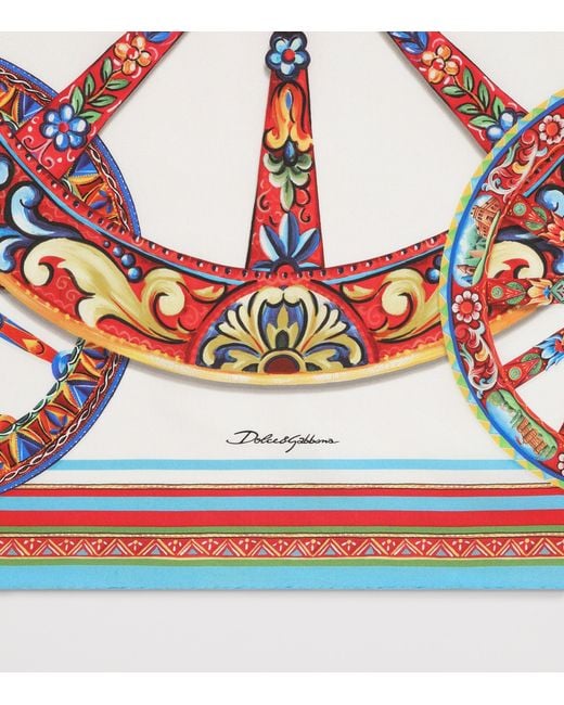 Dolce & Gabbana Red Silk Carretto Foulard