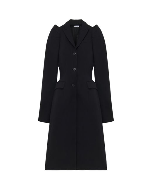 McQueen Black Wool-Blend Structured Coat