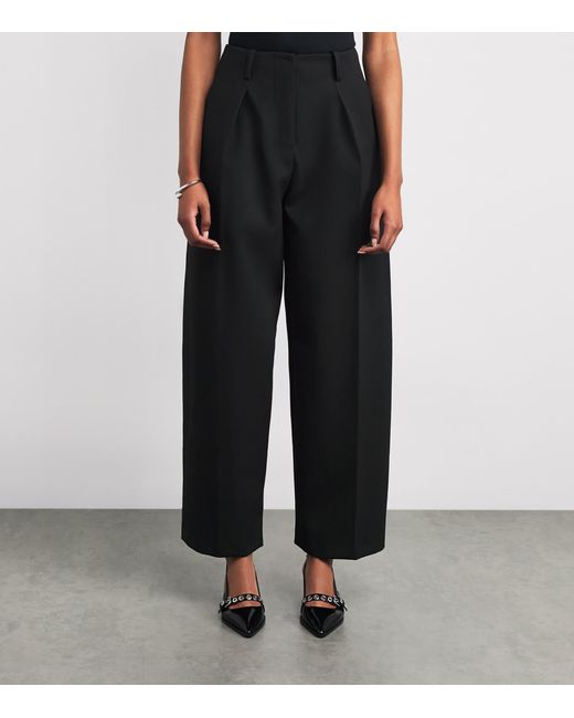 Maje Black Pleated Wide-Leg Trousers