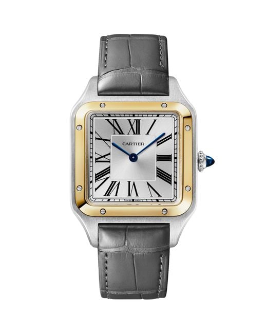 Cartier Gray Large Stainless Steel And Santos-Dumont Watch