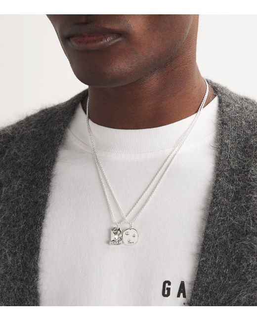 Bleue Burnham White Sterling Impressions Rose Pendant Necklace for men