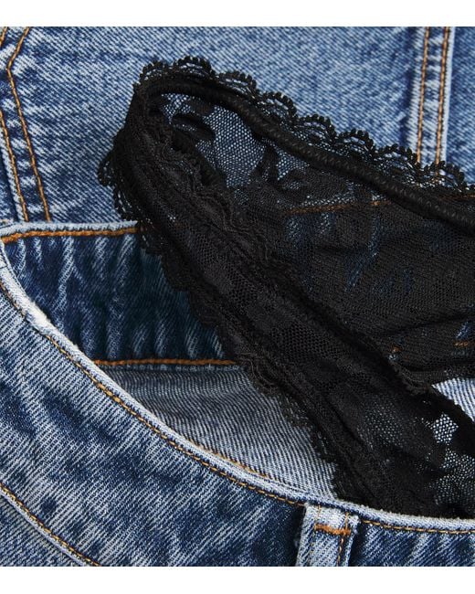 Alexander Wang Blue Denim Asymmetric Thong Mini Skirt