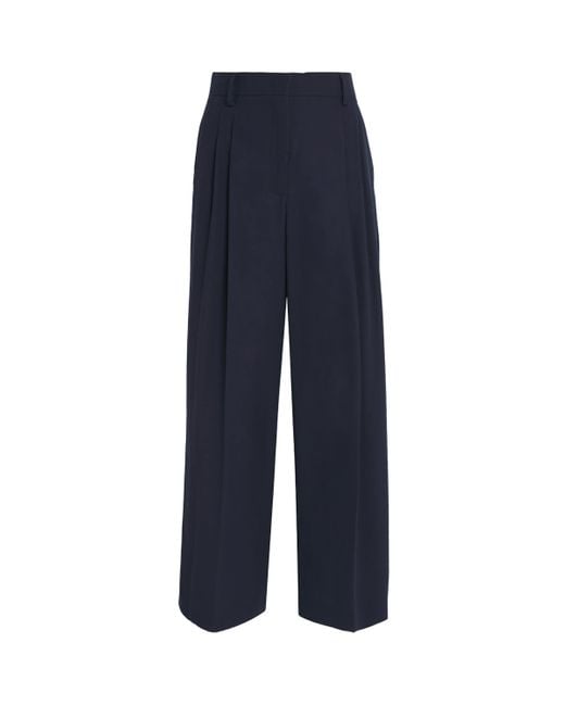 Weekend by Maxmara Blue Cotton Wide-Leg Trousers