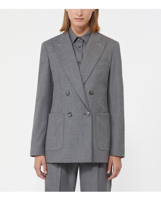 Max Mara Gray Cashmere Double-Breasted Blazer