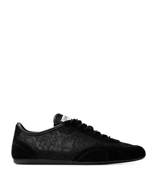 Jimmy Choo Black Sunny Lace Low-Top Sneakers