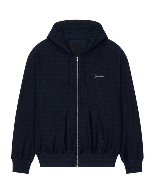 Givenchy Blue Monogram 72 Zip-Up Hoodie for men