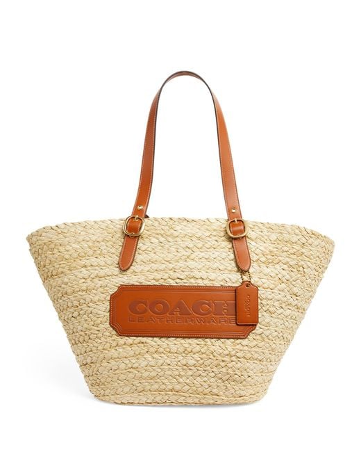COACH Natural Straw Basket Tote Bag