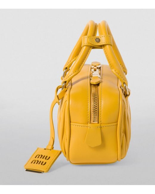 Miu Miu Yellow Leather Arcadie Matelassé Bag