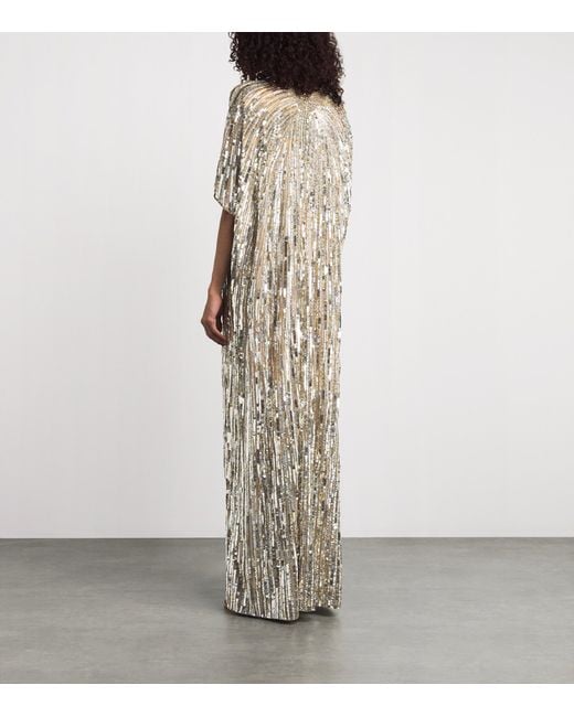 Jenny Packham Natural Embellished Desert Blossom Maxi Dress