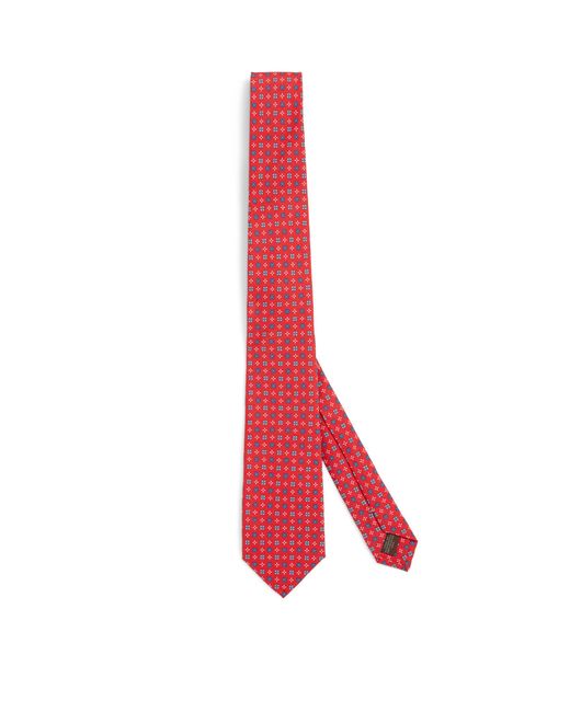 Canali Red Silk Floral Tie for men