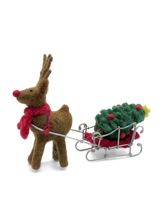 Harrods Multicolor Wool Rudolph And Sleigh Ornament