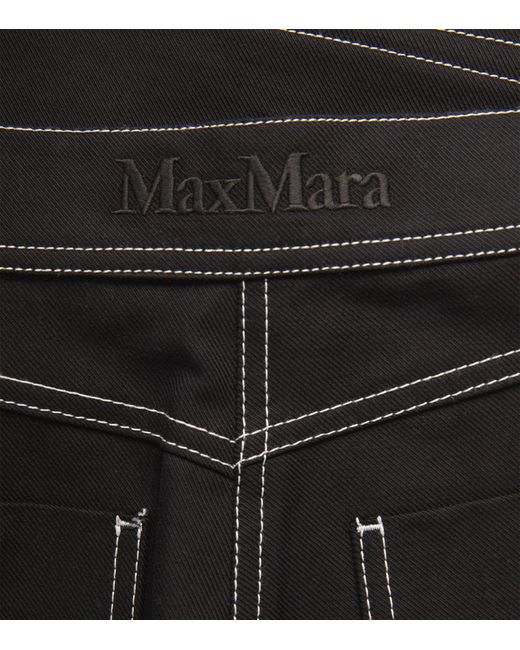 Max Mara Black Cotton-linen Wide-leg Jeans
