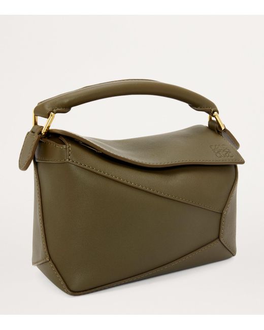 Loewe Green Mini Leather Puzzle Edge Top-Handle Bag