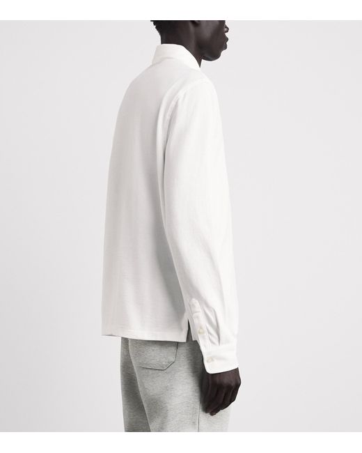Polo Ralph Lauren White Cotton Mesh Long-Sleeve Polo Shirt for men