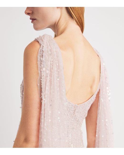 Needle & Thread Pink Moonlight Sequin Maxi Dress