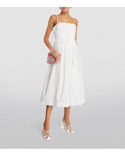 Staud White Stretch-cotton Bella Midi Dress
