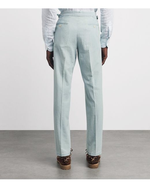 Polo Ralph Lauren Blue Linen Straight Trousers for men