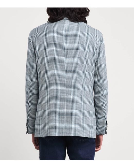 Brioni Blue Wool-Silk-Linen Soffio Blazer for men