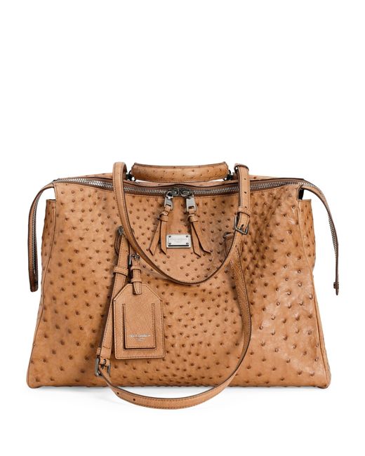 Dolce & Gabbana Brown Ostrich Leather Vittoria Shoulder Bag for men