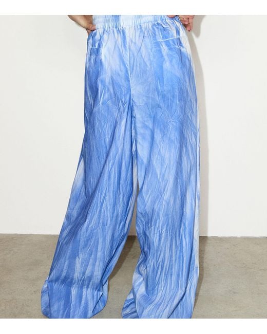 MAX&Co. Blue Cotton Tie-Dye Straight Trousers