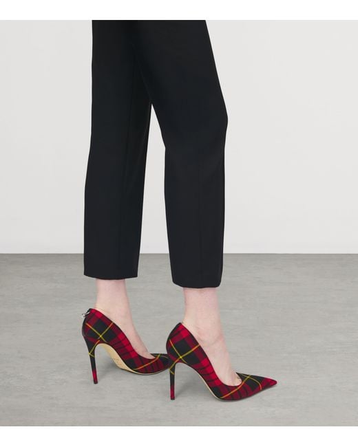 McQueen Red Cotton Tartan Skull Pumps 105