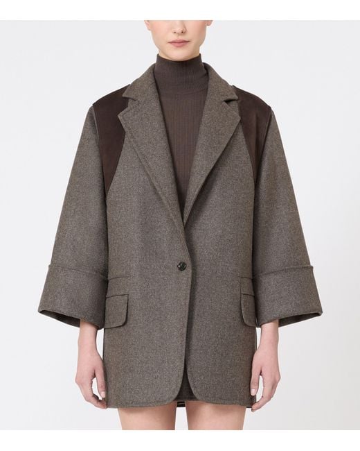 Max Mara Brown Virgin Wool Panel Jacket