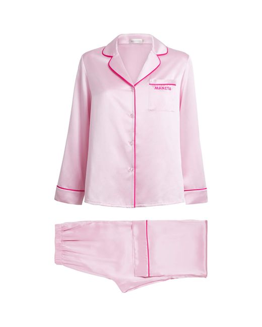 Manitu Pink Mulberry Silk Macaron Pyjamas