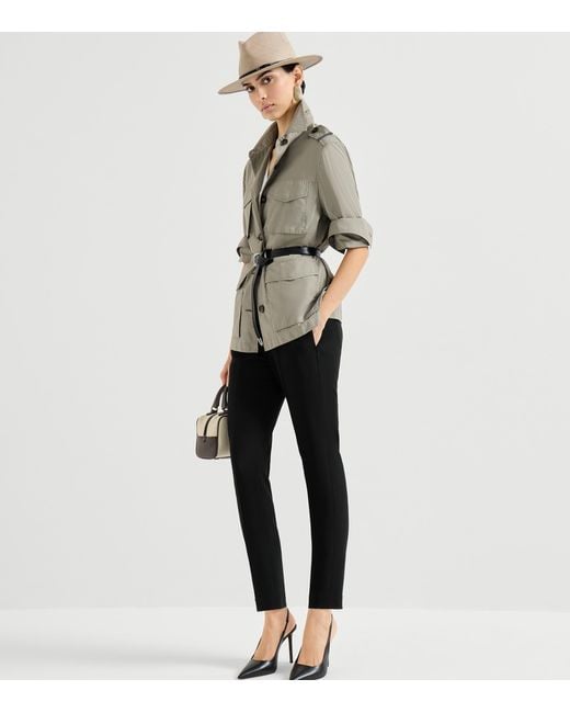 Brunello Cucinelli Black Crepe Slim Trousers